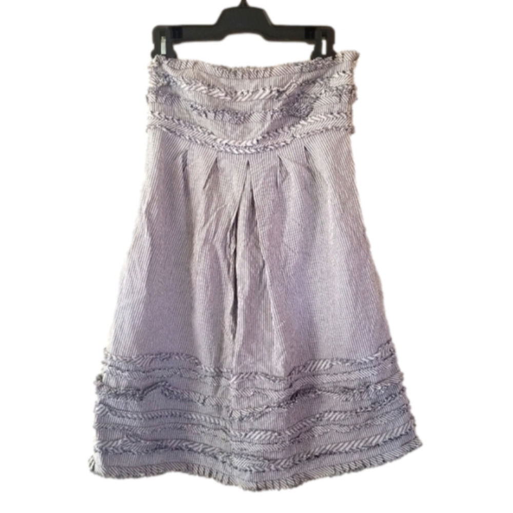 CYNTHIA Steffe Strapless Cotton Ruffled Trim Striped Dress Size 6